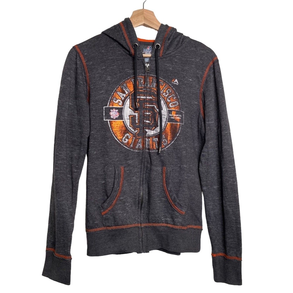 Majestic MLB Women's San Francisco Giants Distressed Full-Zip Hoodie Size Medium